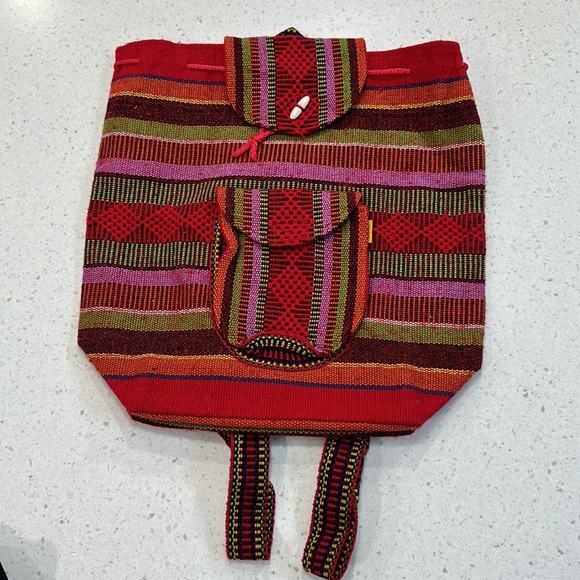 MEXICAN SHERAPE RED BOHO BACKPACK - Picture 2 of 6